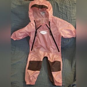 TuFFo Pink and Brown Hooded Rainsuit